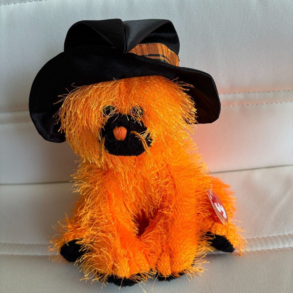 Ty Classic 2005 Alacazam Orange Cat Witch Halloween Plush Black Hat Tag Cover